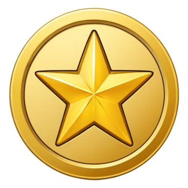 Gold star coin emoji in a circle sticker