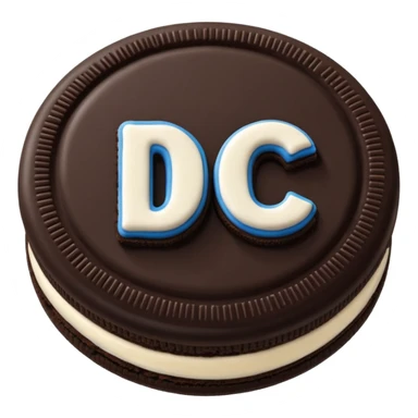 DC letters in a oreo cokkie sticker