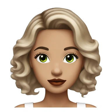 Woman light brown ombre hair, dezent red light lipstick, lightbrown eyebrows, dark lashes and Green eyes light Skin  sticker