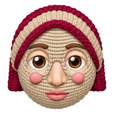 full face with nose, eyes, lips etc. look like knitted sticker