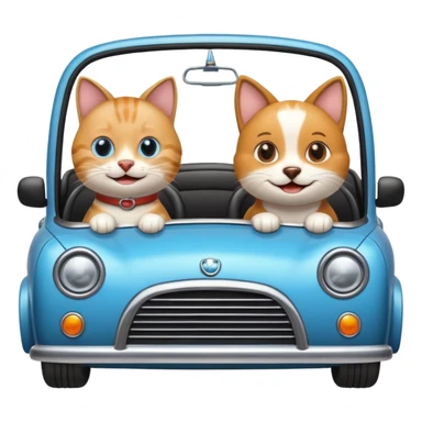 Cat and dog driving car sticker
