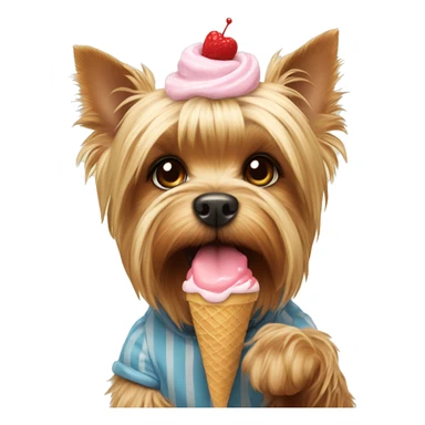 Yorkshire Terrier eating ice cream sticker