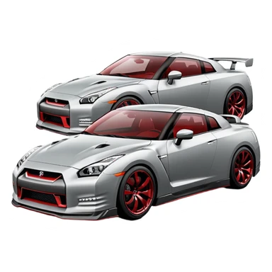 nissan gtr in gery and red sticker