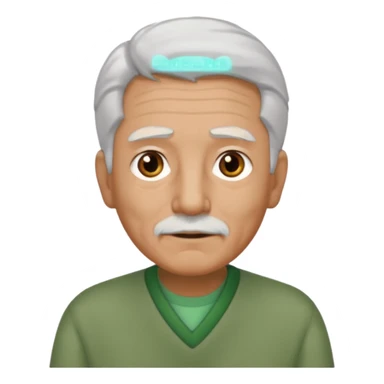 abuelo con pelo blanco, ojos cafés y ropa verde sticker