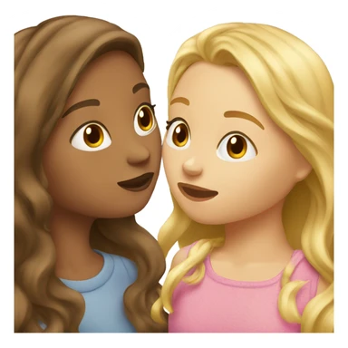 Blonde girl kissing brown haired girl sticker