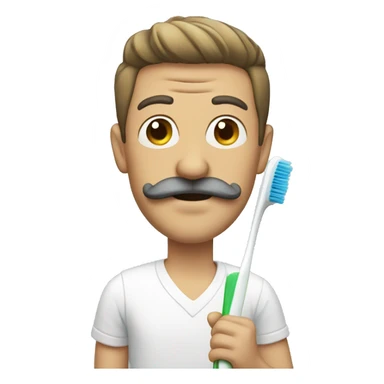 man with toothbrush mustache sticker