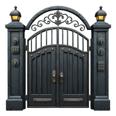 iron gate with key pad in front of house sticker