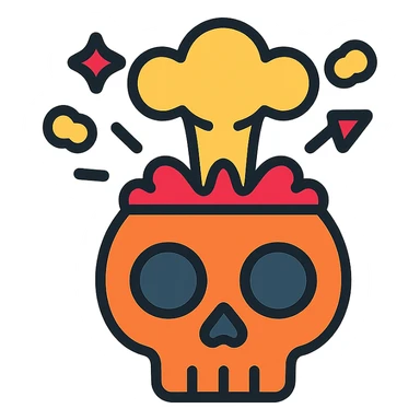 detailed icon of an exploding skull with vivid colors sticker