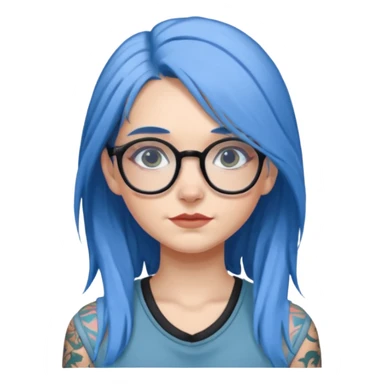 Tattooed & Blue Haired with glasse long hair gray girl sticker