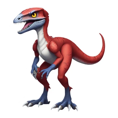 Red edgy badass velociraptor Digimon full body sticker