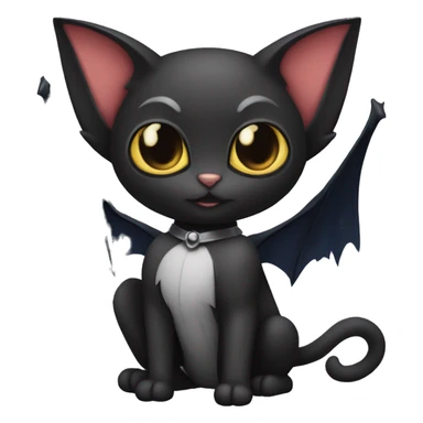 Black-Vampire-Batty-Cat-Fakémon-Cat With Bat-wings as ears  sticker