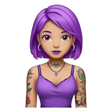 women with tatoos and hightlight that tatoos with purple hair and different color dresses sticker