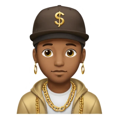 black guy with golden chains earloops and a snapback cap sticker