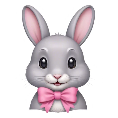 happy grey rabbit with a pink bow sticker