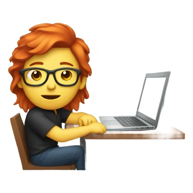 red hair programmer without glasses and with laptop  sticker