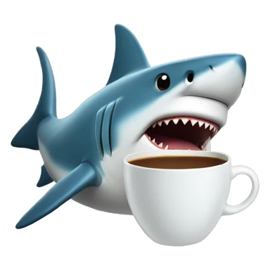 shark holding coffee sticker