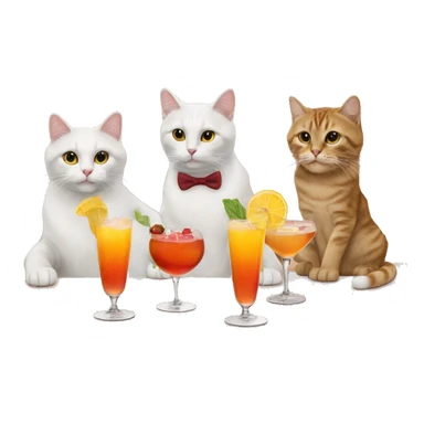 four cats at a cocktail bar sticker