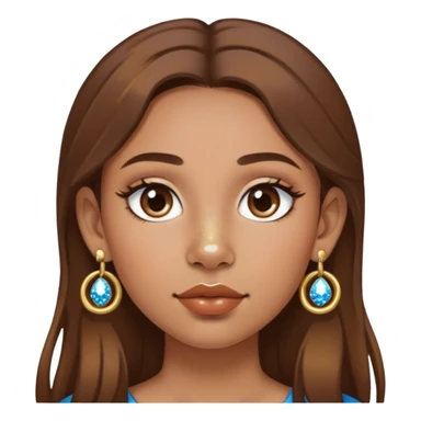 A Mexican Girl pretty brown hair not too white with a septum rounded gold with a sparkle and a nostril just the sparkle but it’s blue  sticker