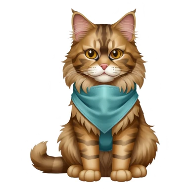 Maine Coon cat full body sitting with a mask sticker