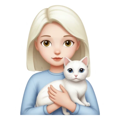 Girl holding a white cat sticker