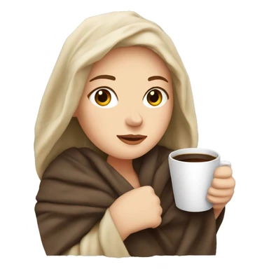 White girl with blanket and coffee  sticker