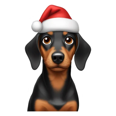Dachhund Wearing christmas hat sticker