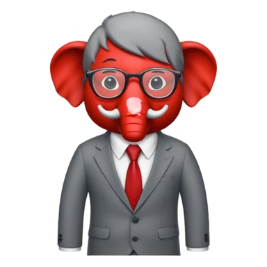 red elephant in a suit and glasses sticker