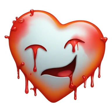 red heart glowing red-orange with bleeding wound sticker