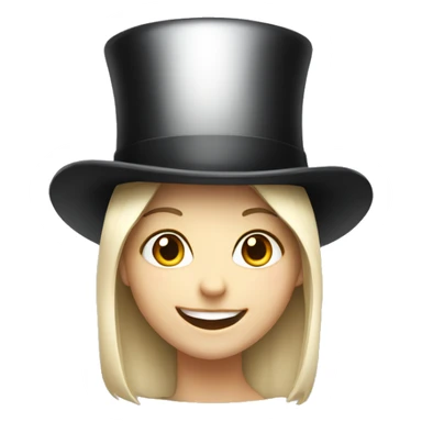smiling girl white skin, in top hat sticker