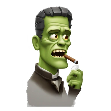 Frankenstein monster smoking cigar sticker