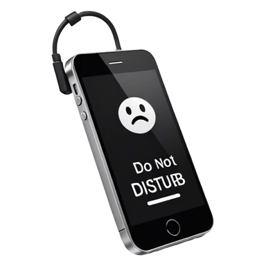 a mobile phone holding up a ‘do not disturb’ sign sticker
