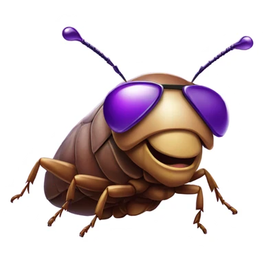 Purple bedazzle cockroach with sunglasses  sticker