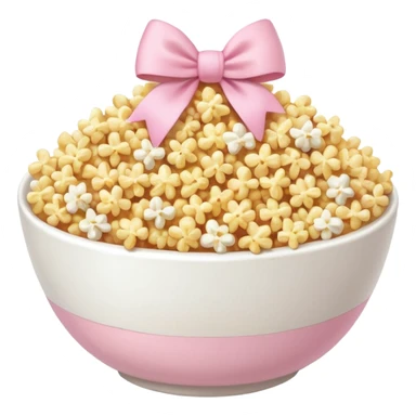 popcorn soft texture in white bowl with pink pastel bow sticker