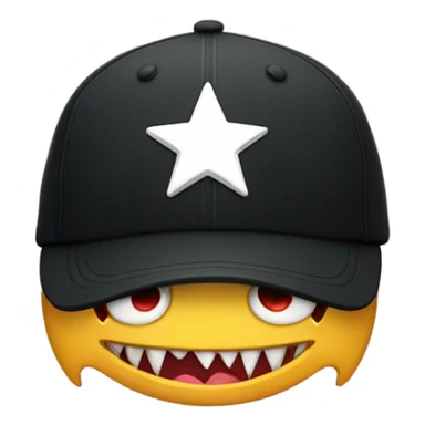 baseball cap black star and fangs  sticker