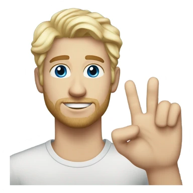 light curl blonde 30yo man blue eyed pale skin raised hand sticker