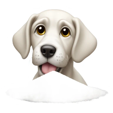 Dog smelling a pile of sugar sticker