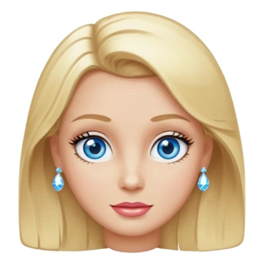 make this real, blond, medium length, blue eyes, 50s, sparkle in the eyes, fun sticker