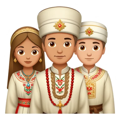 Three Russian people in traditional clothing as a group sticker