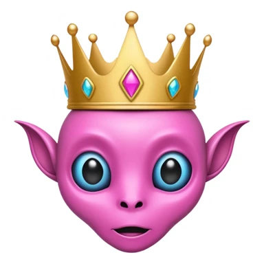 pink alien with crown sticker