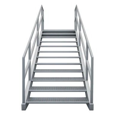 straight outdoor metal staircase with railings on both sides, straight view, 10 steps sticker