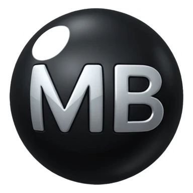 Black Ball with MB written on in the middle of it. Nothing else no holes or anything. sticker