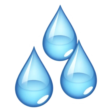 three equally sized droplets stacked on top of each other with two other droplets going outward from the middle droplet sticker