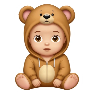 Light skinned baby wearing a bear onesie sticker