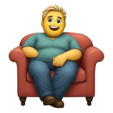 fat guy happily resting on couch sticker