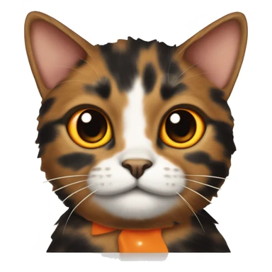 Tortoiseshell cat with an orange nose and an orange spot on top of its head between its ears sticker