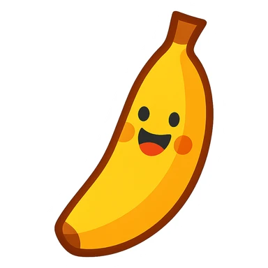 banana with a happy face, no hands or feet, vibrant and playful sticker
