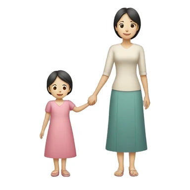 asian mother and daughter holding hands sticker