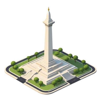 Cinematic Realistic Monas Landmark Emoji, depicted as the iconic National Monument rendered with crisp architectural detail and dynamic, urban lighting. sticker