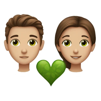 Brown hair boy with green eyes kissing brown hair girl with brown eyes sticker