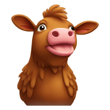 brown chicken brown cow love emoji sticker